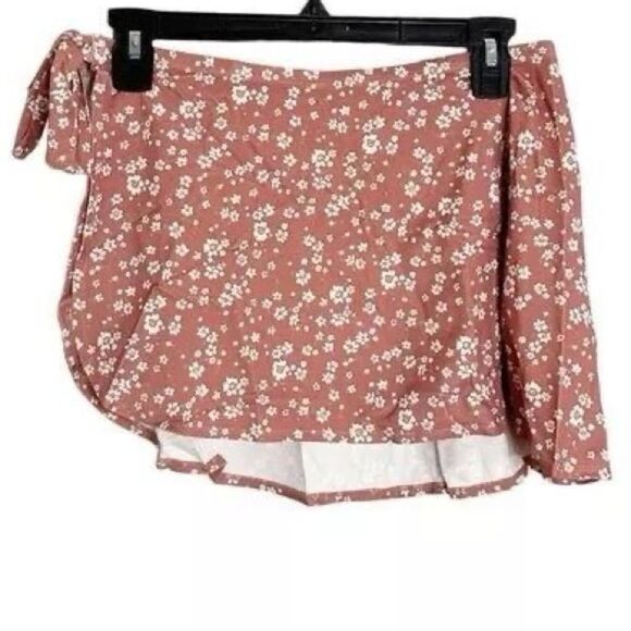 NEW Andie Swim Sarong Bottom Side Tie Skirt Coverup Ditsy Floral Rose Pink Small - Picture 4 of 8